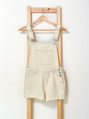 XXS Superdown Revolve Cream Denim Short Overalls Adjustable Romper